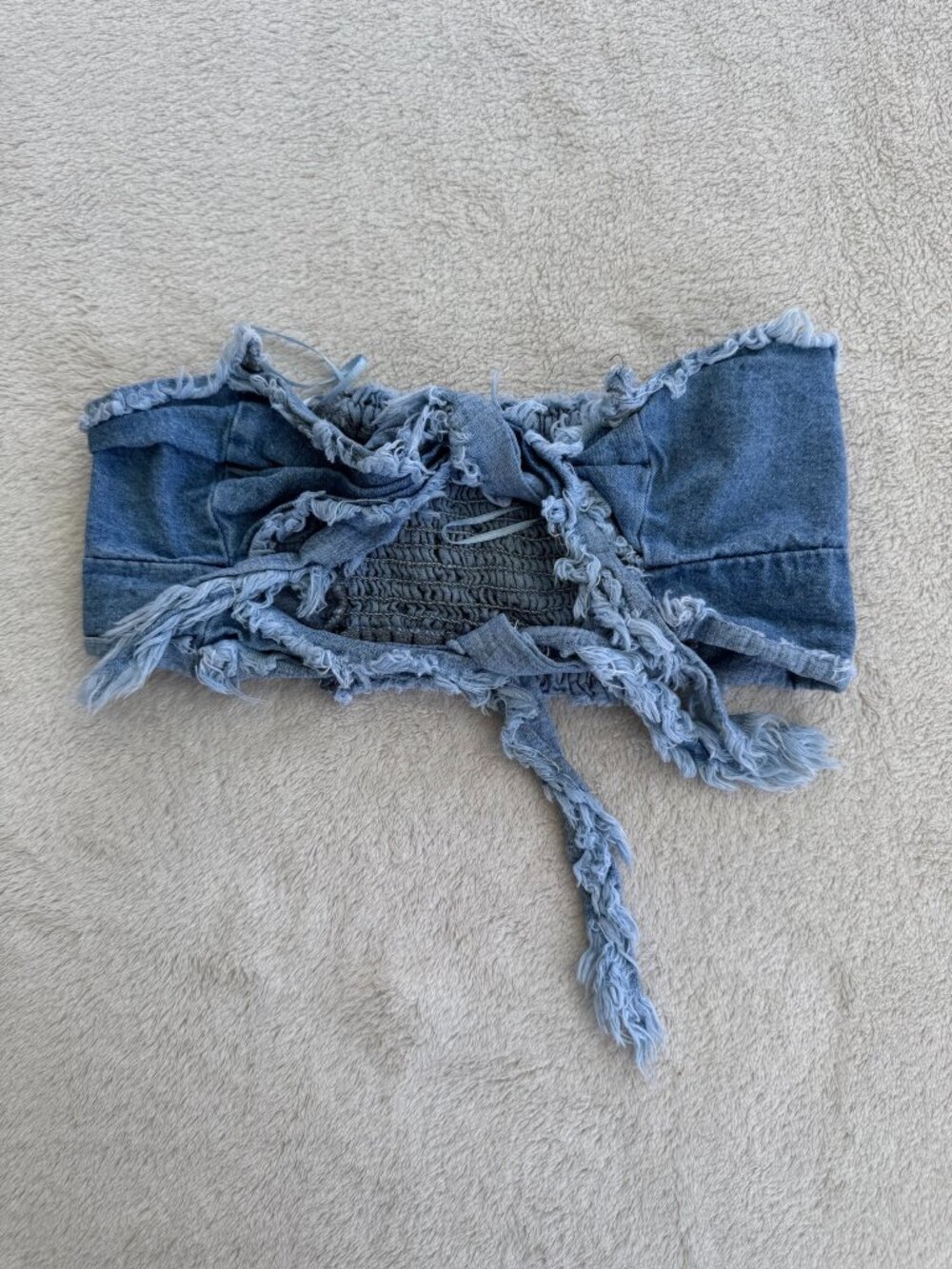Forever 21 Denim Bra Top Cropped Top Double Tie Front 100% Cotton Size M